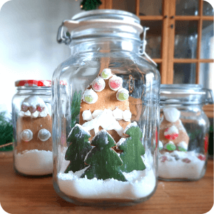 Gingerbread village glass jars