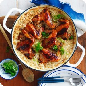 One-pot Teriyaki Chicken Wings with Rice by myfoodbook.com