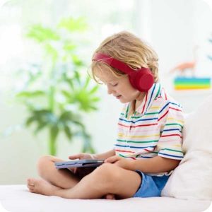 Kid using learning app