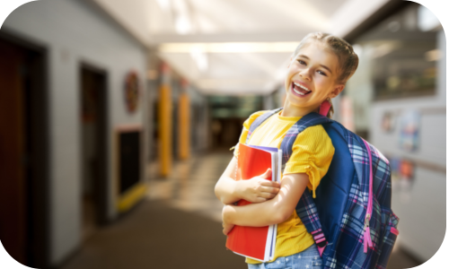 girl wearing backpack
